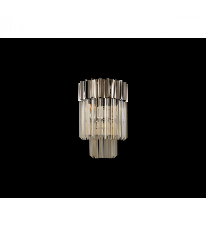 Poland Wall Lamp 3 Light E14 Polished Nickel Cognac Sculpted Glass-7
