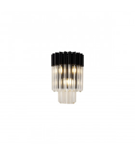 Poland Wall Lamp 3 Light E14 Matt Black Clear Sculpted Glass-1