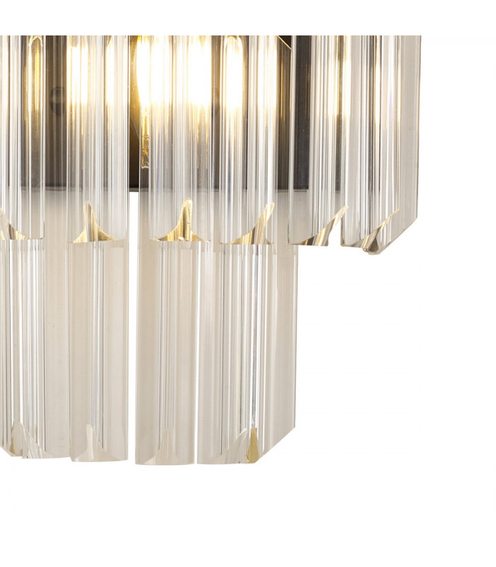 Poland Wall Lamp 3 Light E14 Matt Black Clear Sculpted Glass-5