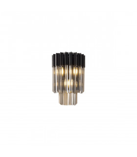 Poland Wall Lamp 3 Light E14 Matt Black Smoke Sculpted Glass-1