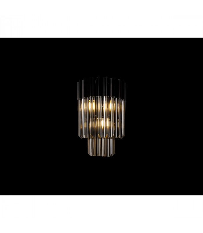 Poland Wall Lamp 3 Light E14 Matt Black Smoke Sculpted Glass-3