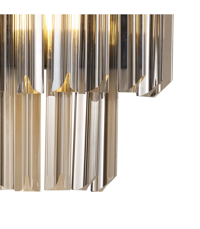Poland Wall Lamp 3 Light E14 Matt Black Smoke Sculpted Glass-5