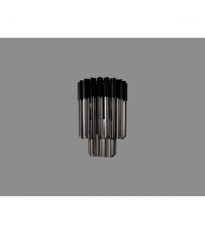 Poland Wall Lamp 3 Light E14 Matt Black Smoke Sculpted Glass-7