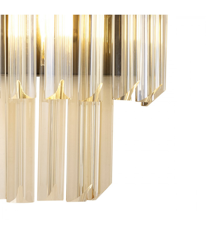 Poland Wall Lamp 3 Light E14 Matt Black Cognac Sculpted Glass-5