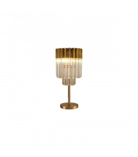 Poland Table Lamp 3 Light E14 Brass Cognac Sculpted Glass-1