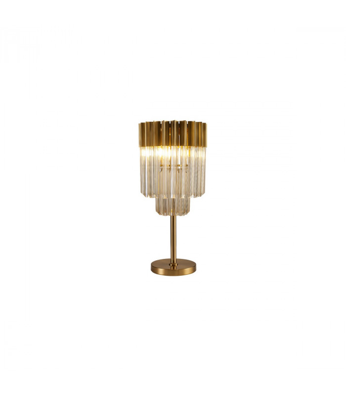 Poland Table Lamp 3 Light E14 Brass Cognac Sculpted Glass-1