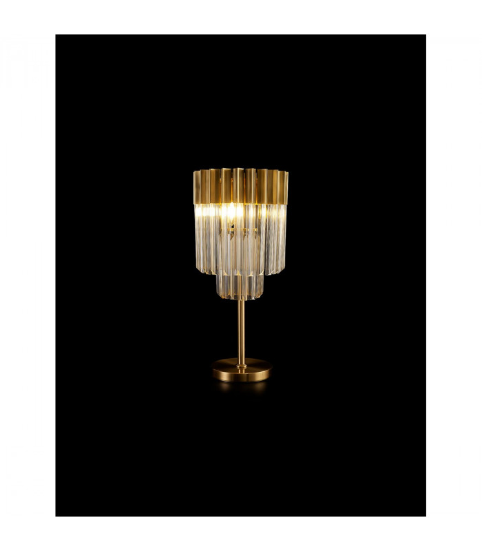 Poland Table Lamp 3 Light E14 Brass Cognac Sculpted Glass-3
