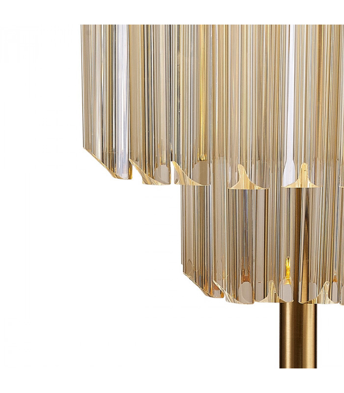 Poland Table Lamp 3 Light E14 Brass Cognac Sculpted Glass-6