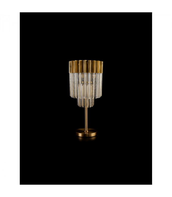 Poland Table Lamp 3 Light E14 Brass Cognac Sculpted Glass-8