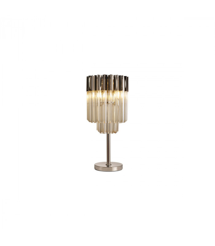 Poland Table Lamp 3 Light E14 Polished Nickel Cognac Sculpted Glass-1