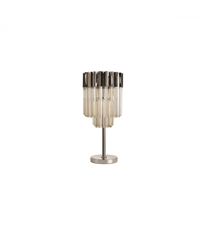 Poland Table Lamp 3 Light E14 Polished Nickel Cognac Sculpted Glass-4