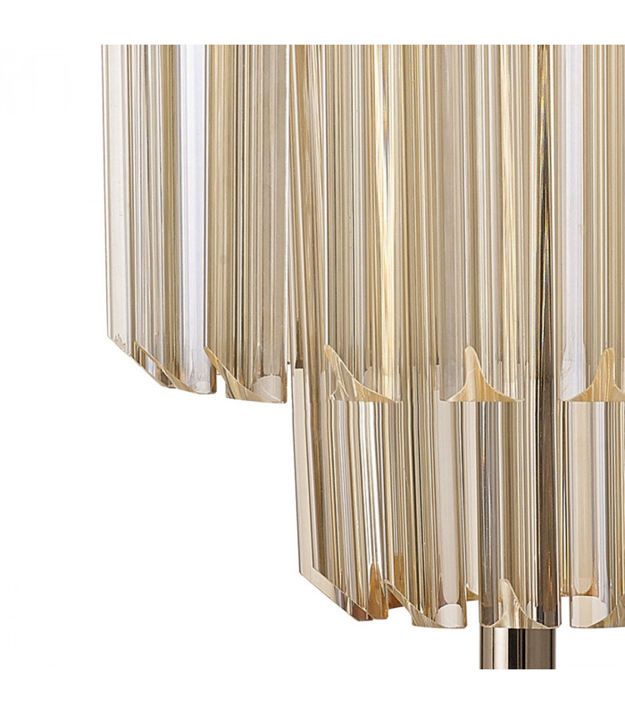 Poland Table Lamp 3 Light E14 Polished Nickel Cognac Sculpted Glass-6