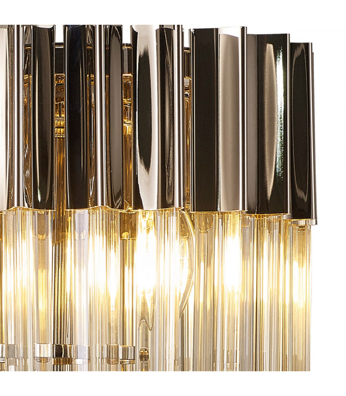 Poland Table Lamp 3 Light E14 Polished Nickel Cognac Sculpted Glass-7