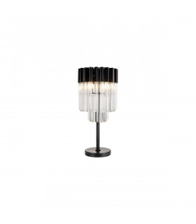 Poland Table Lamp 3 Light E14 Matt Black Clear Sculpted Glass-1