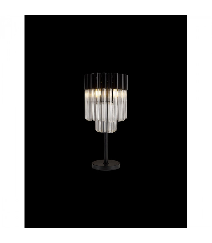 Poland Table Lamp 3 Light E14 Matt Black Clear Sculpted Glass-3
