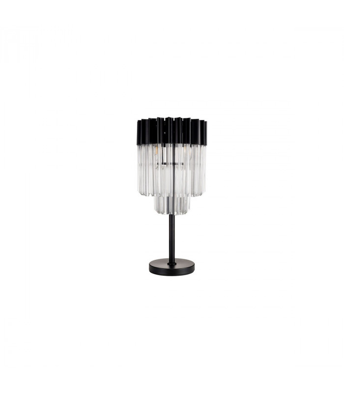 Poland Table Lamp 3 Light E14 Matt Black Clear Sculpted Glass-4