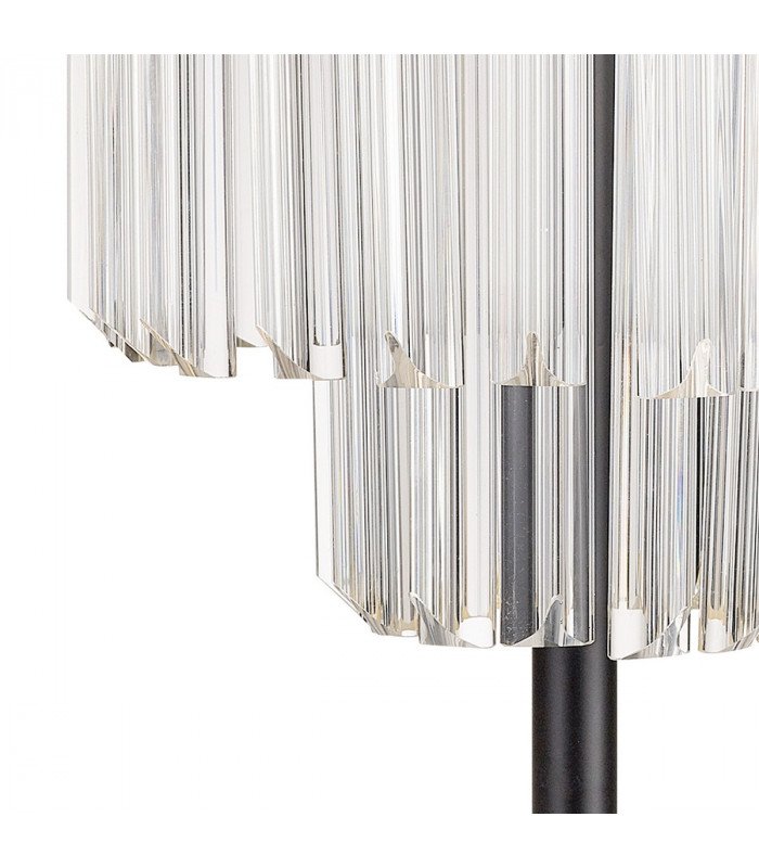 Poland Table Lamp 3 Light E14 Matt Black Clear Sculpted Glass-6