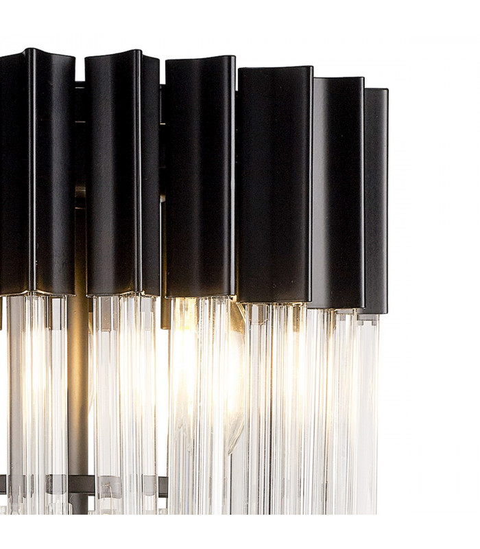 Poland Table Lamp 3 Light E14 Matt Black Clear Sculpted Glass-7