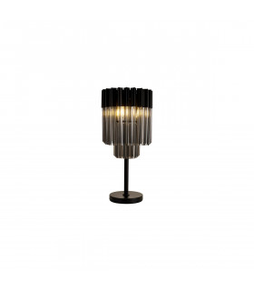 Poland Table Lamp 3 Light E14 Matt Black Smoke Sculpted Glass-1