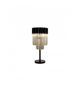 Poland Table Lamp 3 Light E14 Matt Black Cognac Sculpted Glass-1