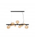 Marshall Linear Ceiling Pendant 9 Light G9 Satin Black Amber Plated Glass-1