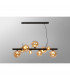 Marshall Linear Ceiling Pendant 9 Light G9 Satin Black Amber Plated Glass-3