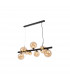 Marshall Linear Ceiling Pendant 9 Light G9 Satin Black Amber Plated Glass-5