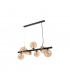 Marshall Linear Ceiling Pendant 9 Light G9 Satin Black Amber Plated Glass-6