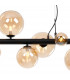 Marshall Linear Ceiling Pendant 9 Light G9 Satin Black Amber Plated Glass-9