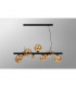 Marshall Linear Ceiling Pendant 9 Light G9 Satin Black Amber Plated Glass-10