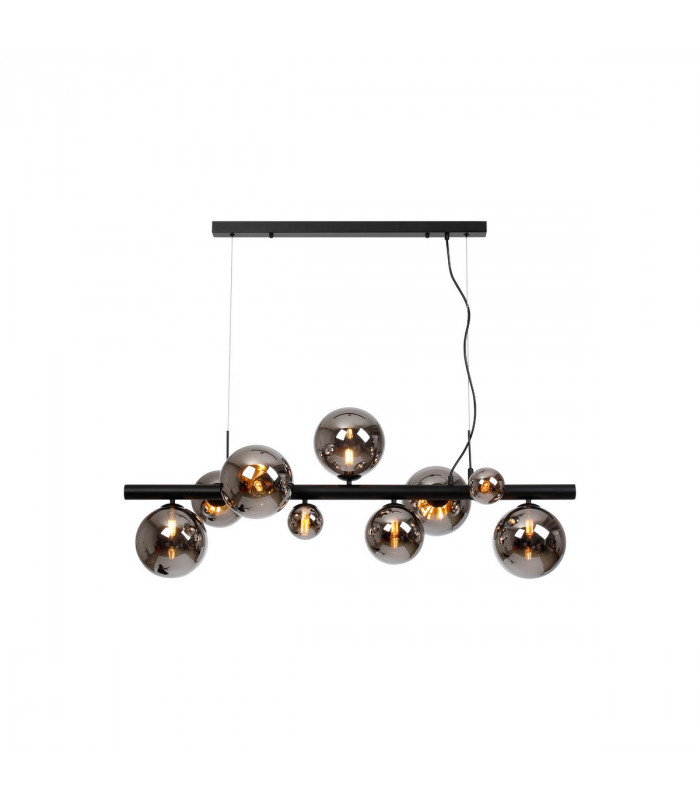 Marshall Linear Ceiling Pendant 9 Light G9 Satin Black Chrome Plated Glass-1