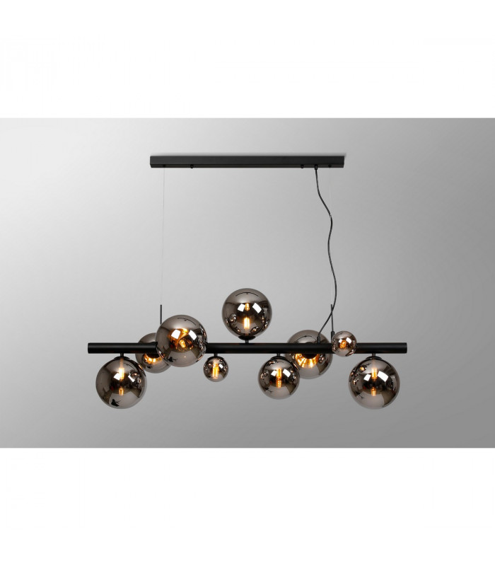 Marshall Linear Ceiling Pendant 9 Light G9 Satin Black Chrome Plated Glass-3