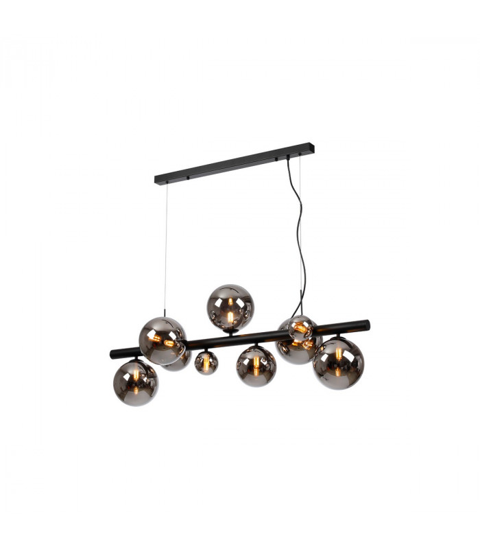 Marshall Linear Ceiling Pendant 9 Light G9 Satin Black Chrome Plated Glass-5