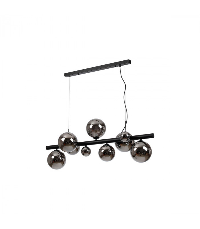 Marshall Linear Ceiling Pendant 9 Light G9 Satin Black Chrome Plated Glass-6