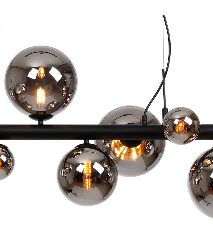 Marshall Linear Ceiling Pendant 9 Light G9 Satin Black Chrome Plated Glass-9
