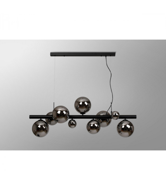 Marshall Linear Ceiling Pendant 9 Light G9 Satin Black Chrome Plated Glass-10