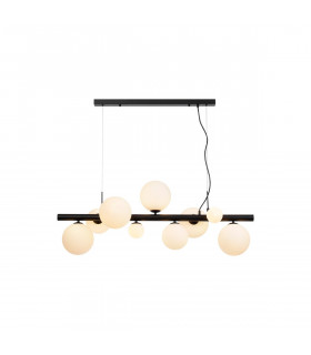 Marshall Linear Ceiling Pendant 9 Light G9 Satin Black Opal Glass-1