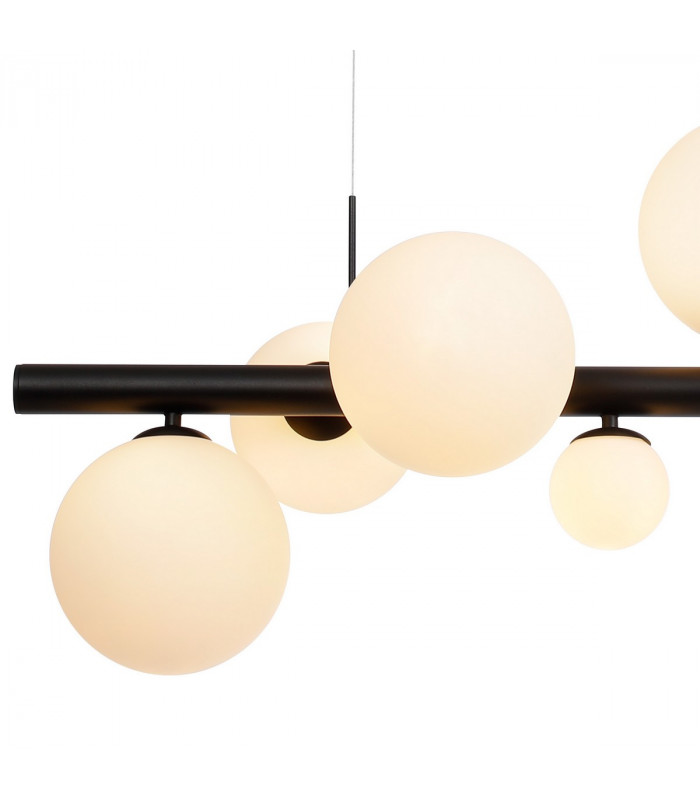 Marshall Linear Ceiling Pendant 9 Light G9 Satin Black Opal Glass-8