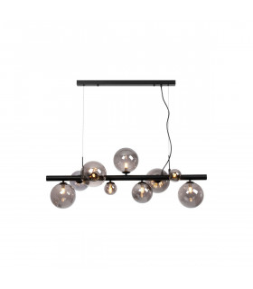 Marshall Linear Ceiling Pendant 9 Light G9 Satin Black Smoke Plated Glass-1