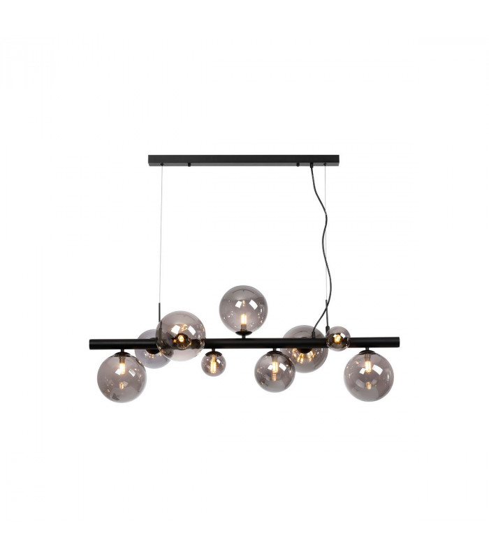 Marshall Linear Ceiling Pendant 9 Light G9 Satin Black Smoke Plated Glass-1