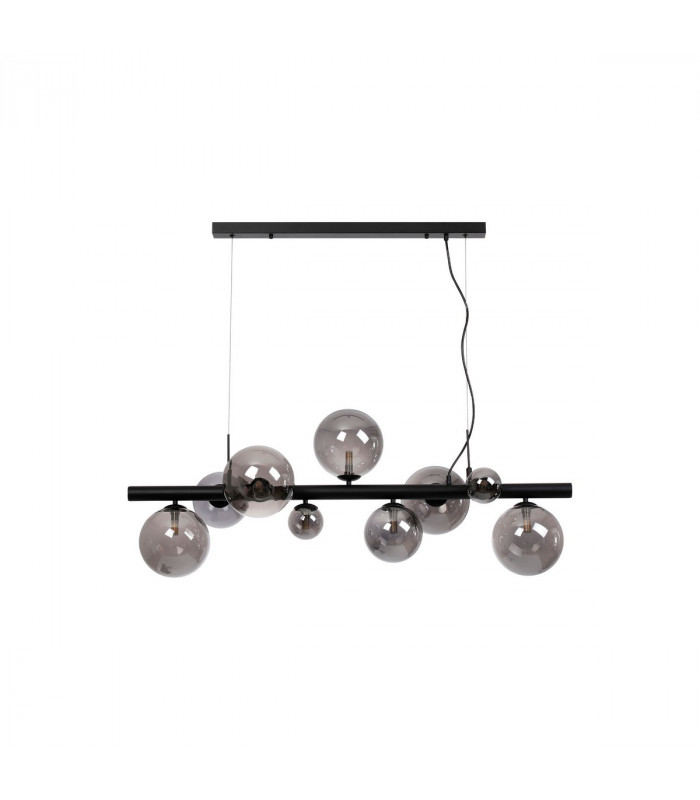Marshall Linear Ceiling Pendant 9 Light G9 Satin Black Smoke Plated Glass-4