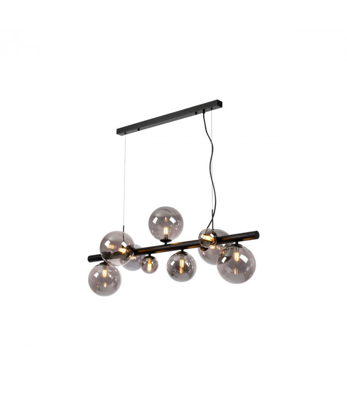 Marshall Linear Ceiling Pendant 9 Light G9 Satin Black Smoke Plated Glass-5