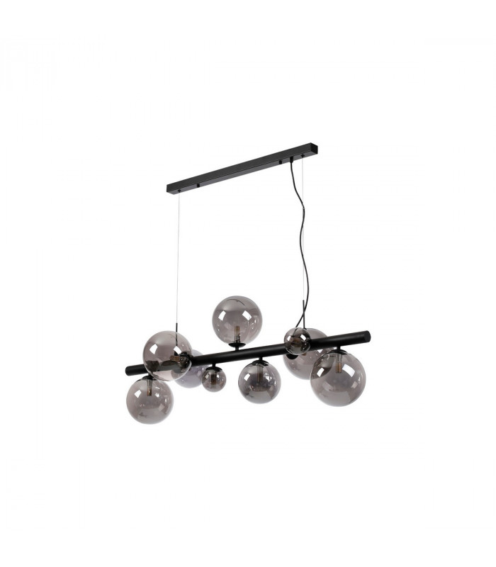 Marshall Linear Ceiling Pendant 9 Light G9 Satin Black Smoke Plated Glass-6
