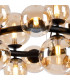 Marshall Circular Ceiling Pendant 16 Light G9 Satin Black Amber Plated Glass-7