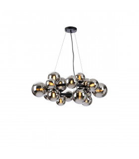 Marshall Circular Ceiling Pendant 16 Light G9 Satin Black Chrome Plated Glass-1
