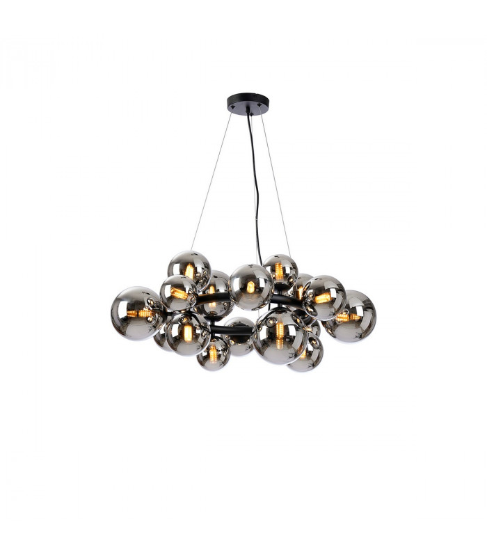Marshall Circular Ceiling Pendant 16 Light G9 Satin Black Chrome Plated Glass-1