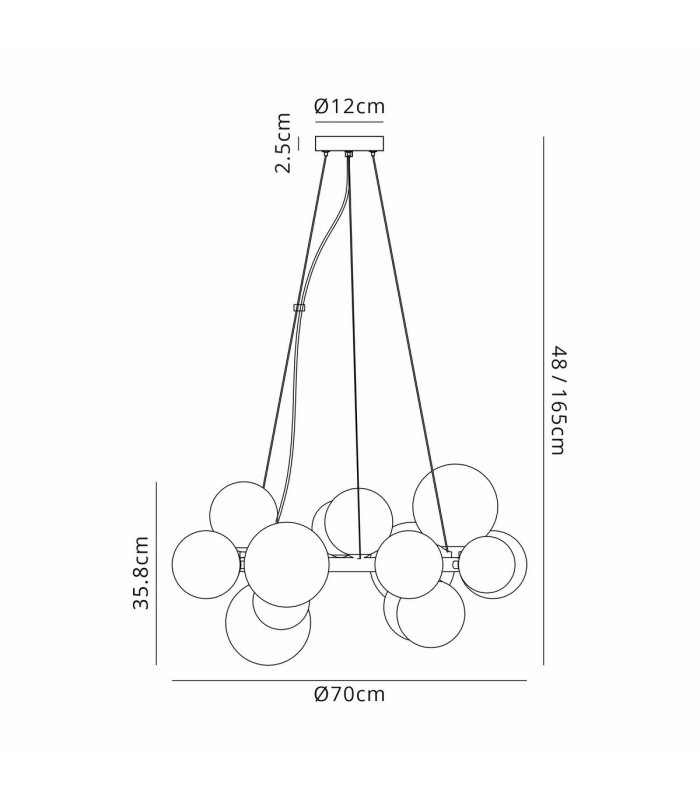 Marshall Circular Ceiling Pendant 16 Light G9 Satin Black Chrome Plated Glass-2