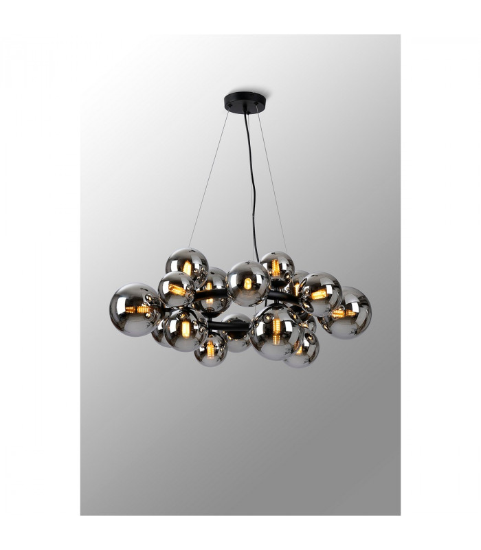 Marshall Circular Ceiling Pendant 16 Light G9 Satin Black Chrome Plated Glass-3