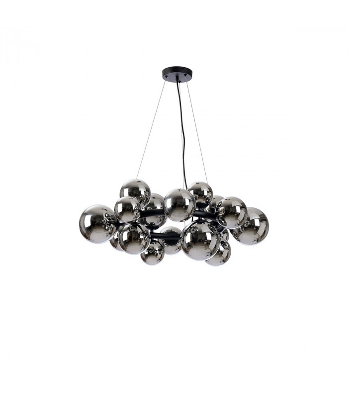 Marshall Circular Ceiling Pendant 16 Light G9 Satin Black Chrome Plated Glass-4