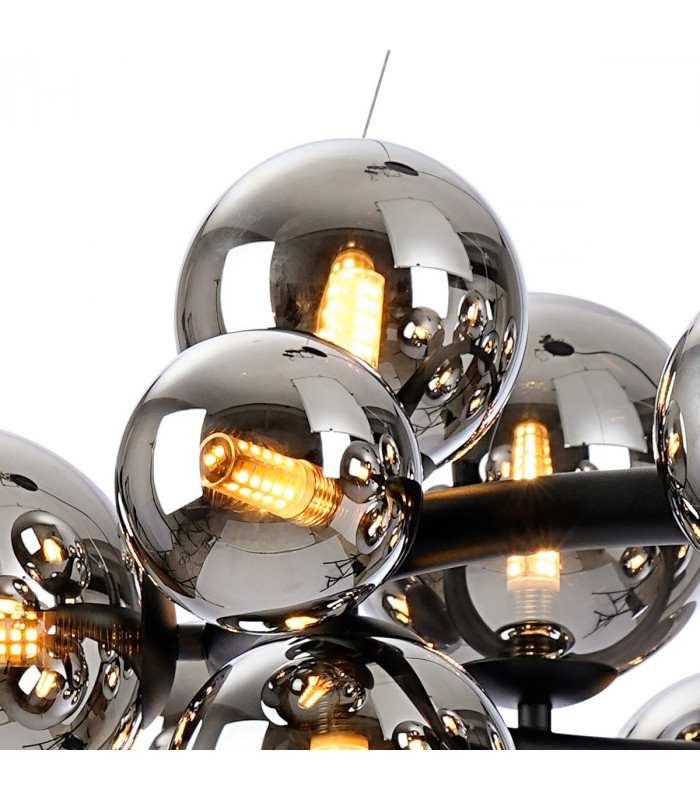 Marshall Circular Ceiling Pendant 16 Light G9 Satin Black Chrome Plated Glass-6